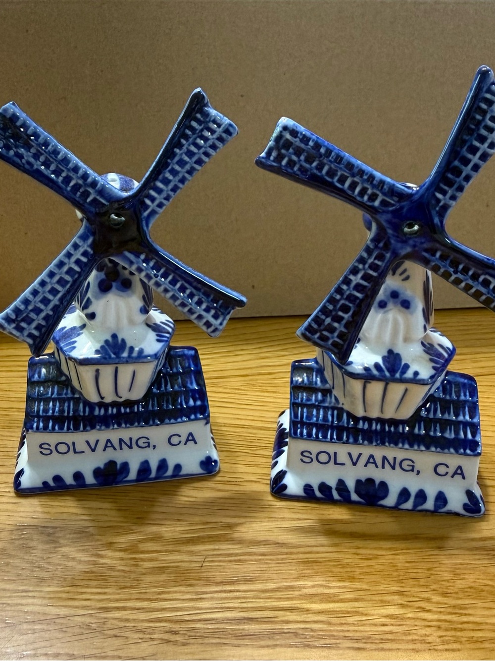 Solvang, CA Blue Ceramic Windmill Salt & Pepper Shakers